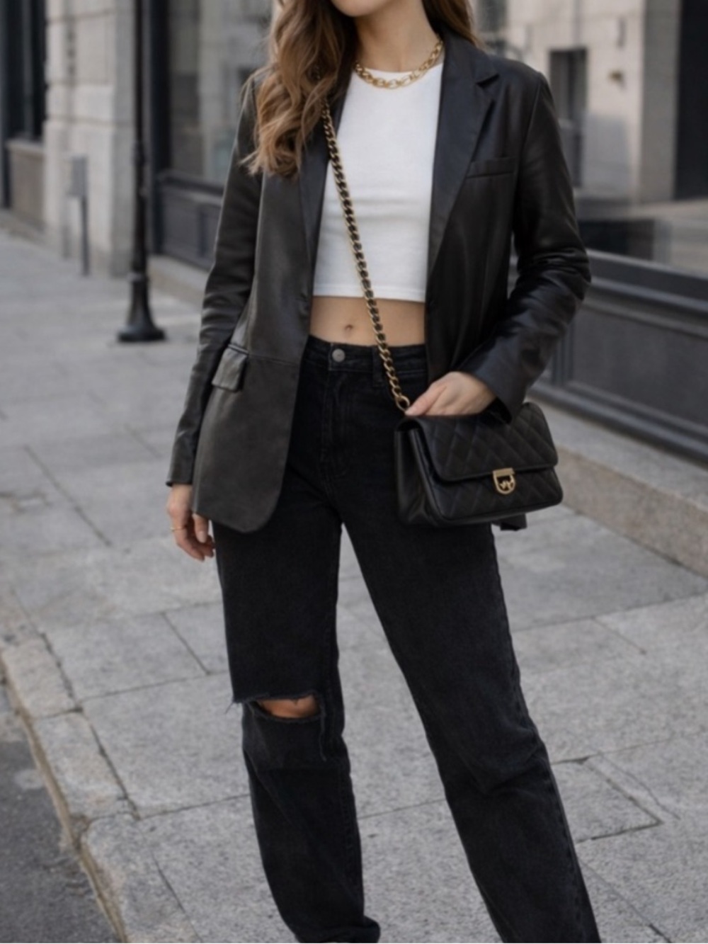 Zara Leather Blazer